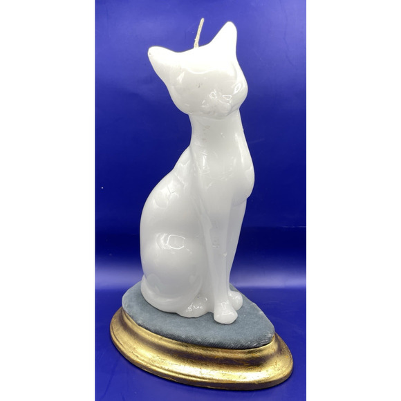 Elegant Persian White Cat Candle 8" Tall